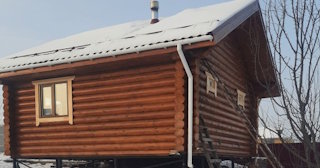 Баня из оцилиндрованного бревна под ключ в Анжеро-Судженске - от 135512 рублей